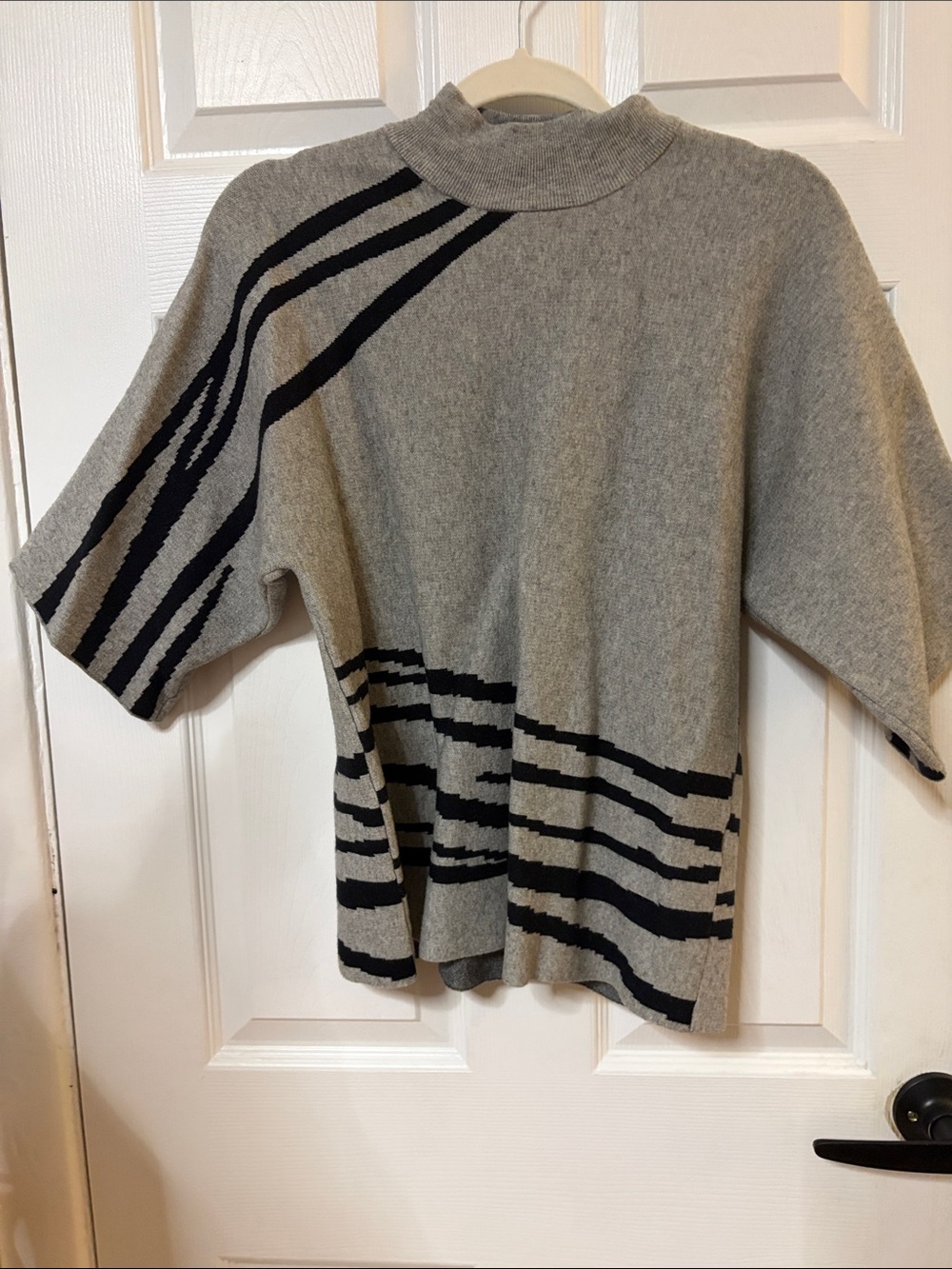 Alfani Gray Sweater with Black Stripe Accents